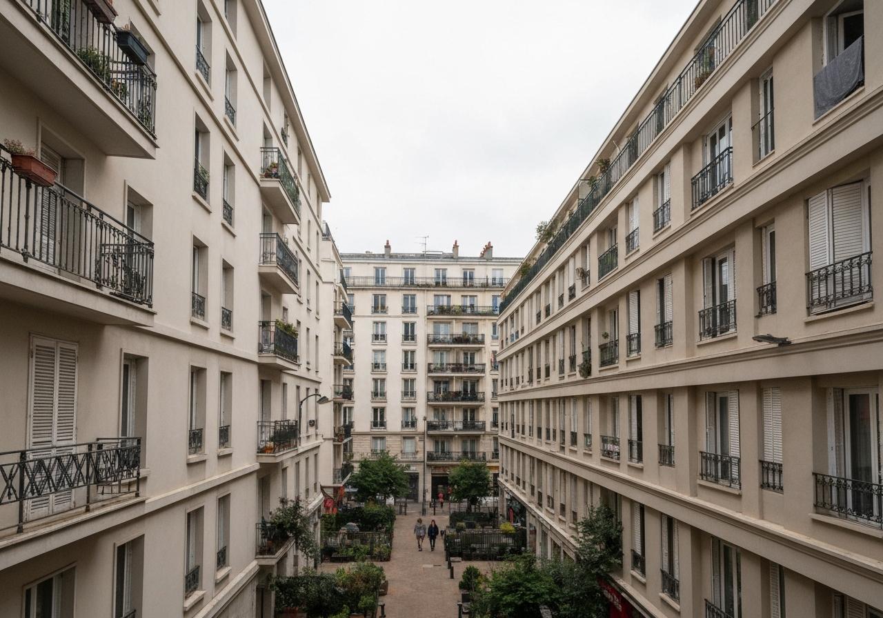 Immeubles HLM denses quartier urbain Annemasse