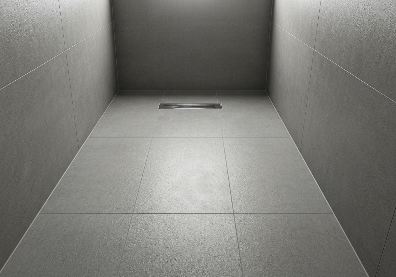 Carrelage grès cérame texturé sol douche italienne gris