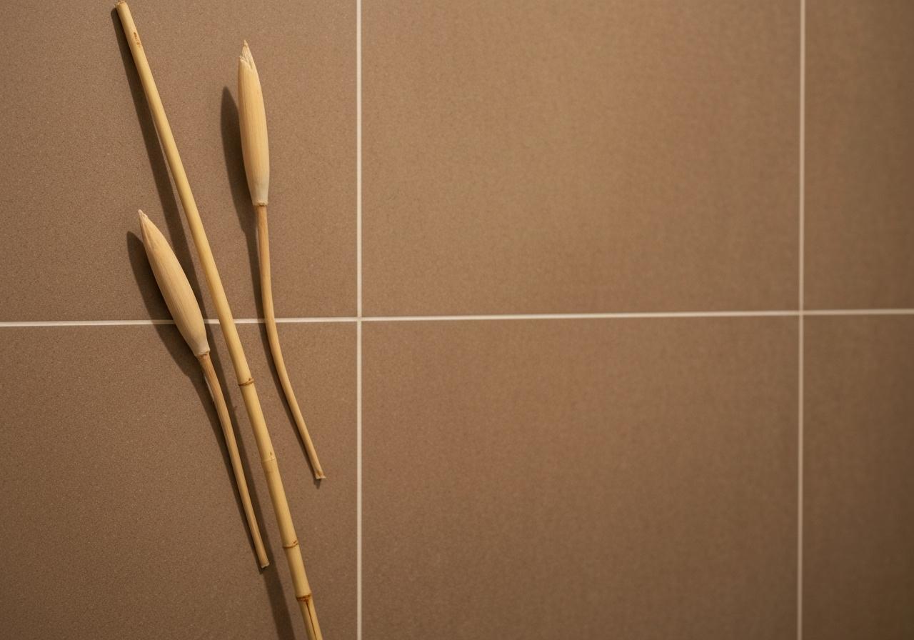 Panneaux de liège expansé posés sur mur de salle de bain