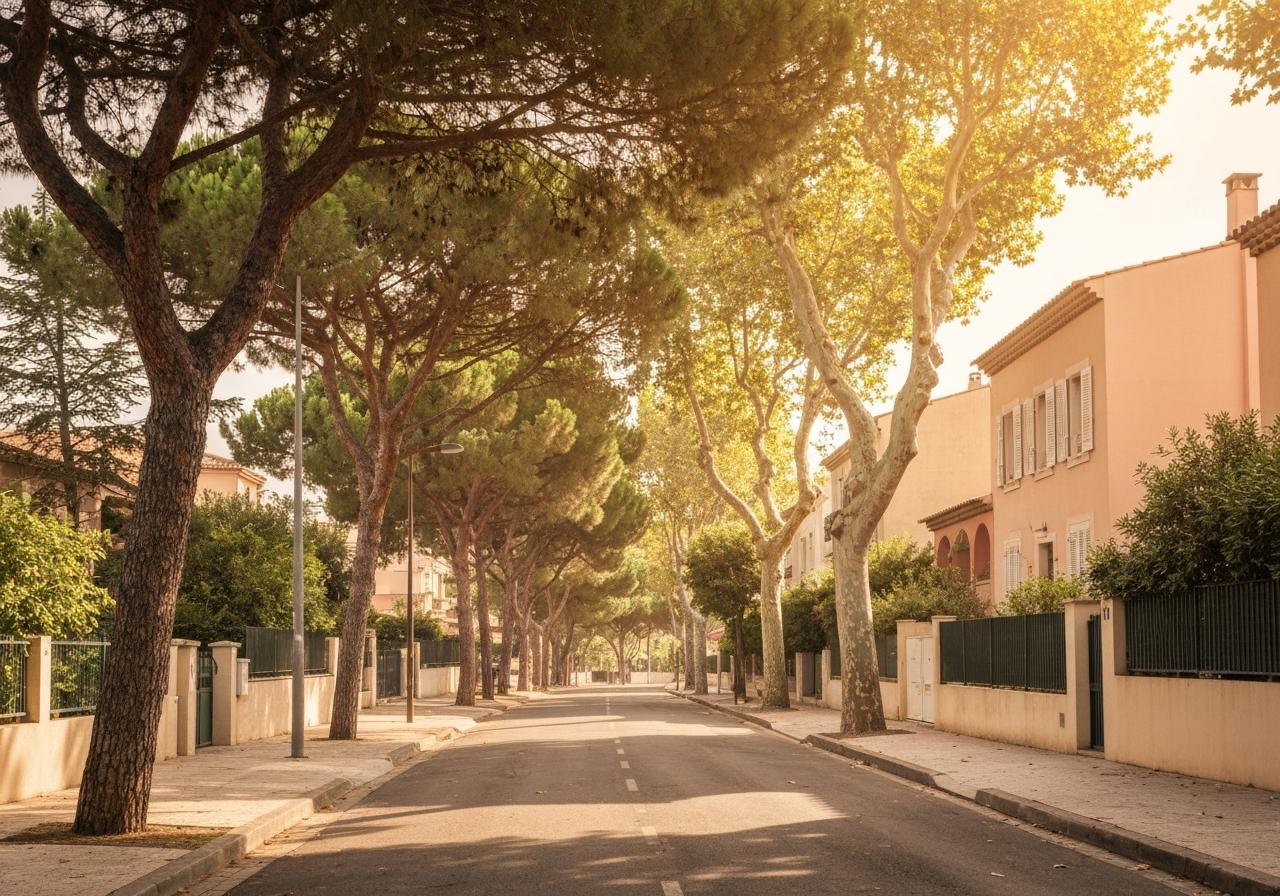 Allées arborées résidentielles quartier Moulin à Vent Perpignan