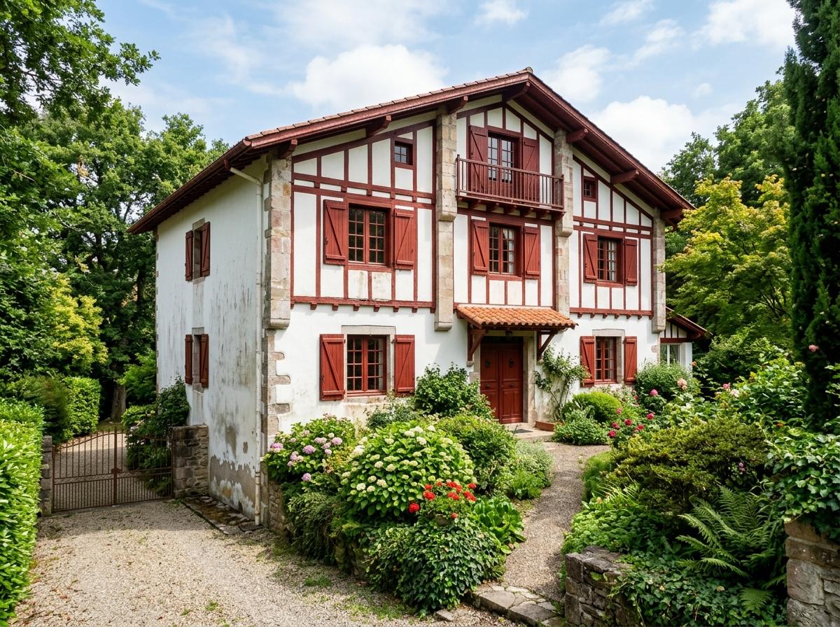 Villa basque ancienne facade colombages Anglet